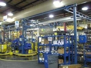 Freestanding workstation cranes by Gorbel