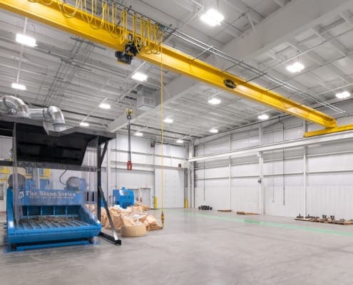 Top-Running, Single Girder Overhead Bridge Crane by CraneWerks, Inc. at Kimura America in Shelbyville, IN