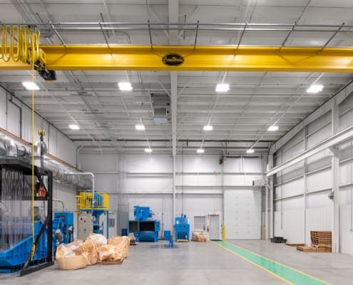 Top-Running, Single Girder Overhead Bridge Crane by CraneWerks, Inc. at Kimura America in Shelbyville, IN