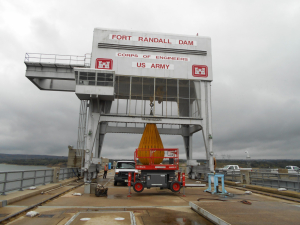 Load testing with water weights at Fort Randall Dam