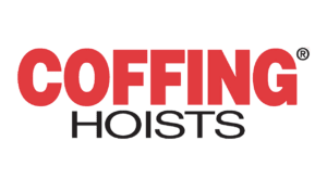 Red and black Coffing Hoists logo distributed by CraneWerks, Inc. in Morristown, IN
