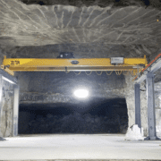 CraneWerks overhead bridge crane installed in a gypsum mine