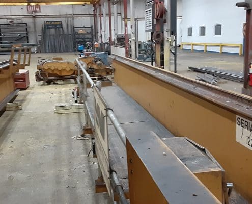 Overhead crane rehabbed by CraneWerks for Service Crane Company's steel processing customer