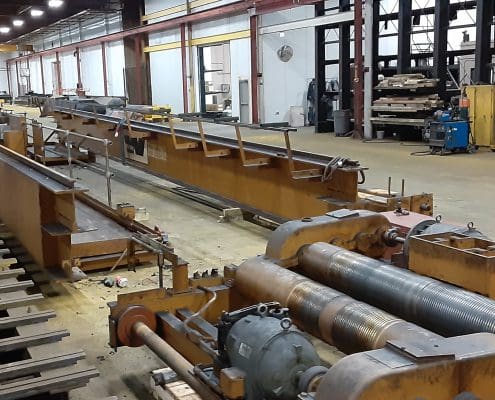 Overhead crane rehabbed by CraneWerks for Service Crane Company's steel processing customer