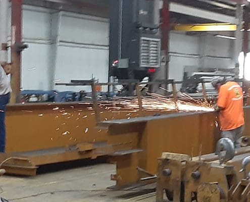 Overhead crane rehabbed by CraneWerks for Service Crane Company's steel processing customer