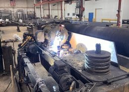 Overhead crane rehabbed by CraneWerks for Service Crane Company's steel processing customer