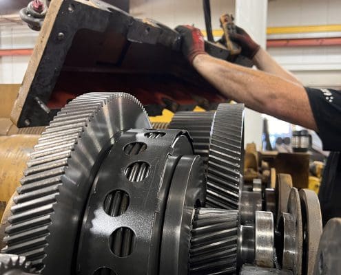 Overhead crane rehabbed by CraneWerks for Service Crane Company's steel processing customer