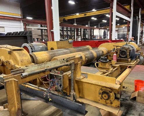 Overhead crane rehabbed by CraneWerks for Service Crane Company's steel processing customer