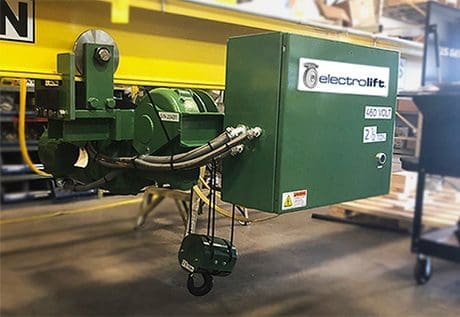 Electrolift Hoist pictured by CraneWerks, Inc.