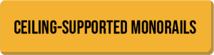 Yellow button with black text, "Ceiling-Supported Monorails," by CraneWerks, Inc. in Morristown, Indiana