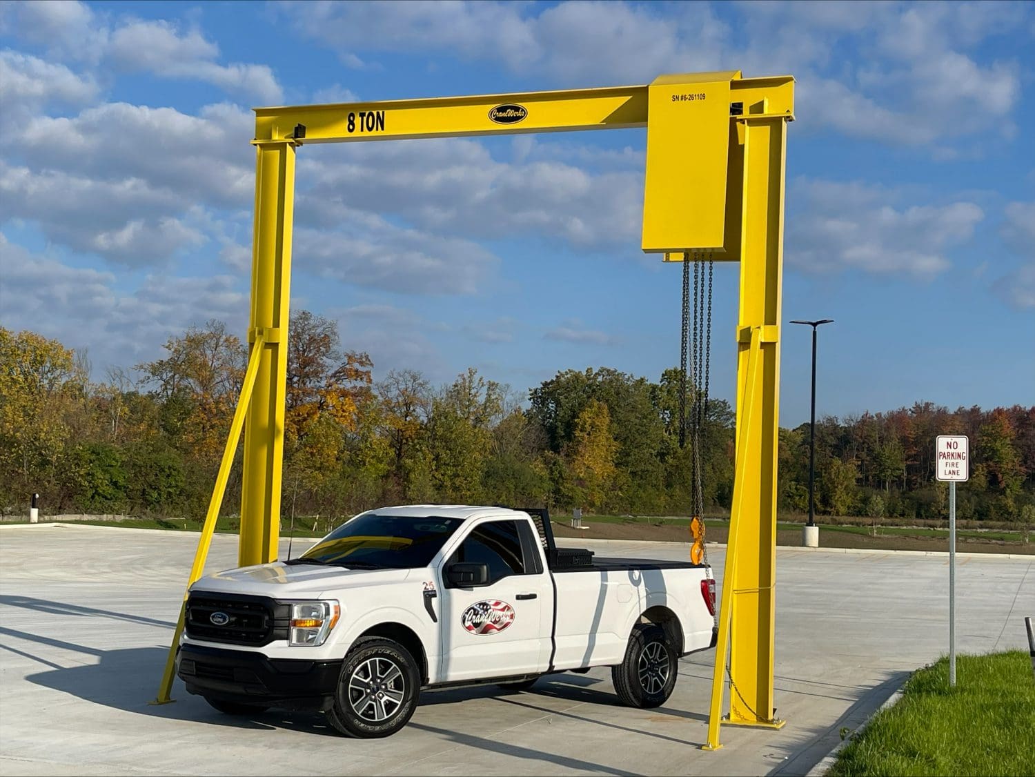 Undecking Monorail Solution by CraneWerks pictured with an F150