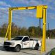 Outdoor monorail solution by CraneWerks for a national commercial truck dealer to undeck tractors in Detroit, Michigan