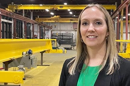 Ashley Larochelle, President of CraneWerks, overhead bridge crane manufacturer in Morristown, IN