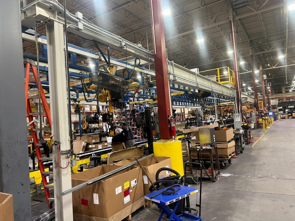 Superstructure Gorbel system designed and installed in a co-operative project between Harriman Material Handling and CraneWerks