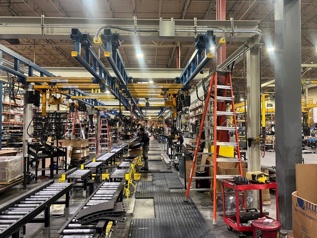Superstructure Gorbel system designed and installed in a co-operative project between Harriman Material Handling and CraneWerks