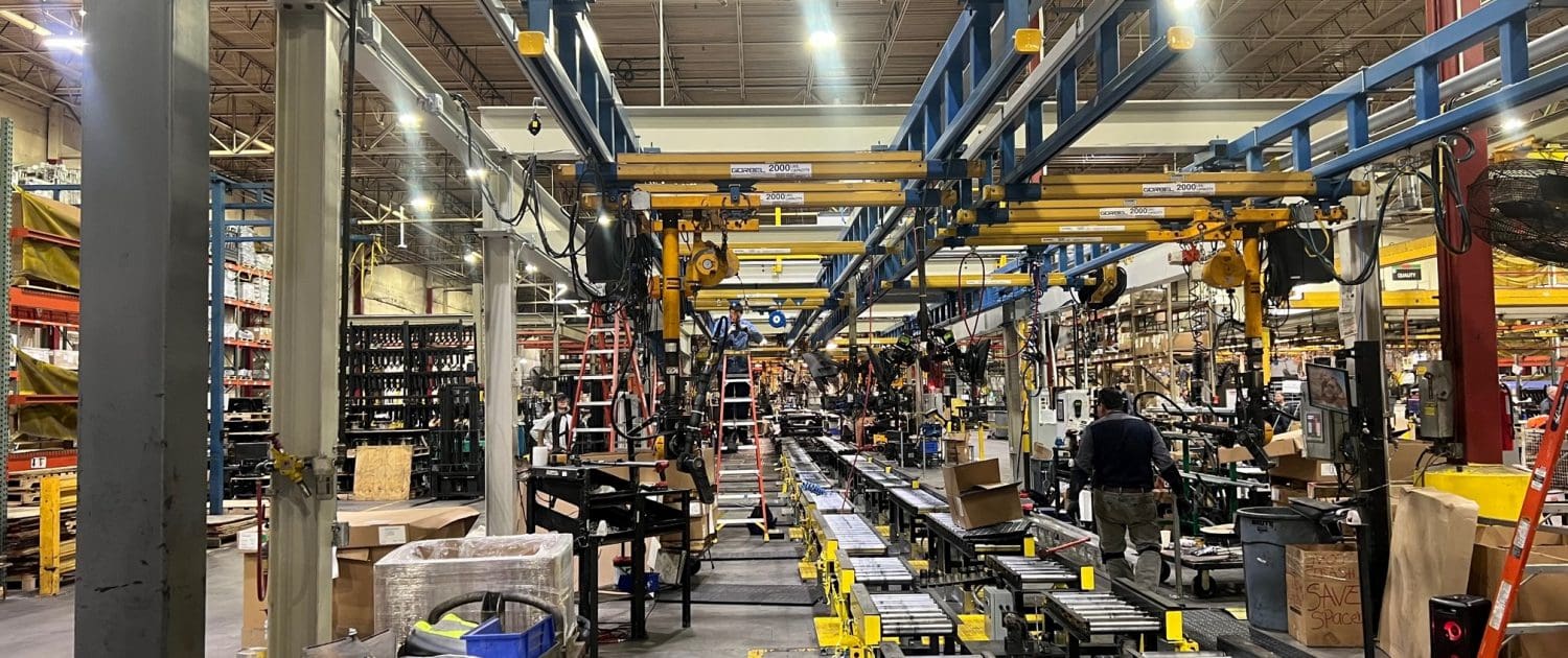 Superstructure Gorbel system designed and installed in a co-operative project between Harriman Material Handling and CraneWerks