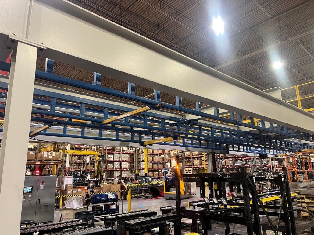 Superstructure Gorbel system designed and installed in a co-operative project between Harriman Material Handling and CraneWerks