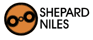 Orange and black Shepard Niles logo distributed by CraneWerks