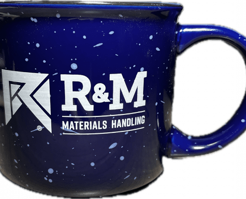 13 oz. blue speckled ceramic camper mug from CraneWerks