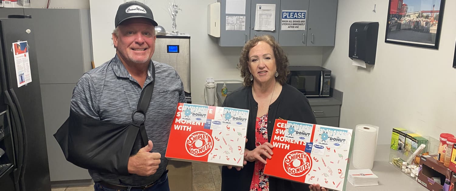 Stephen Gunn honoring National Donut Day with a CraneWerks dealer