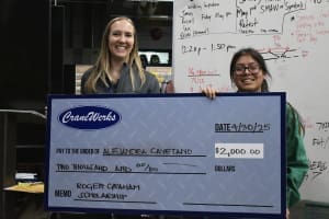 Alejandra Cayetano Ashley Larochelle, President of CraneWerks, awards the 2025 Roger Graham Scholarship to Alejandra Cayetano
