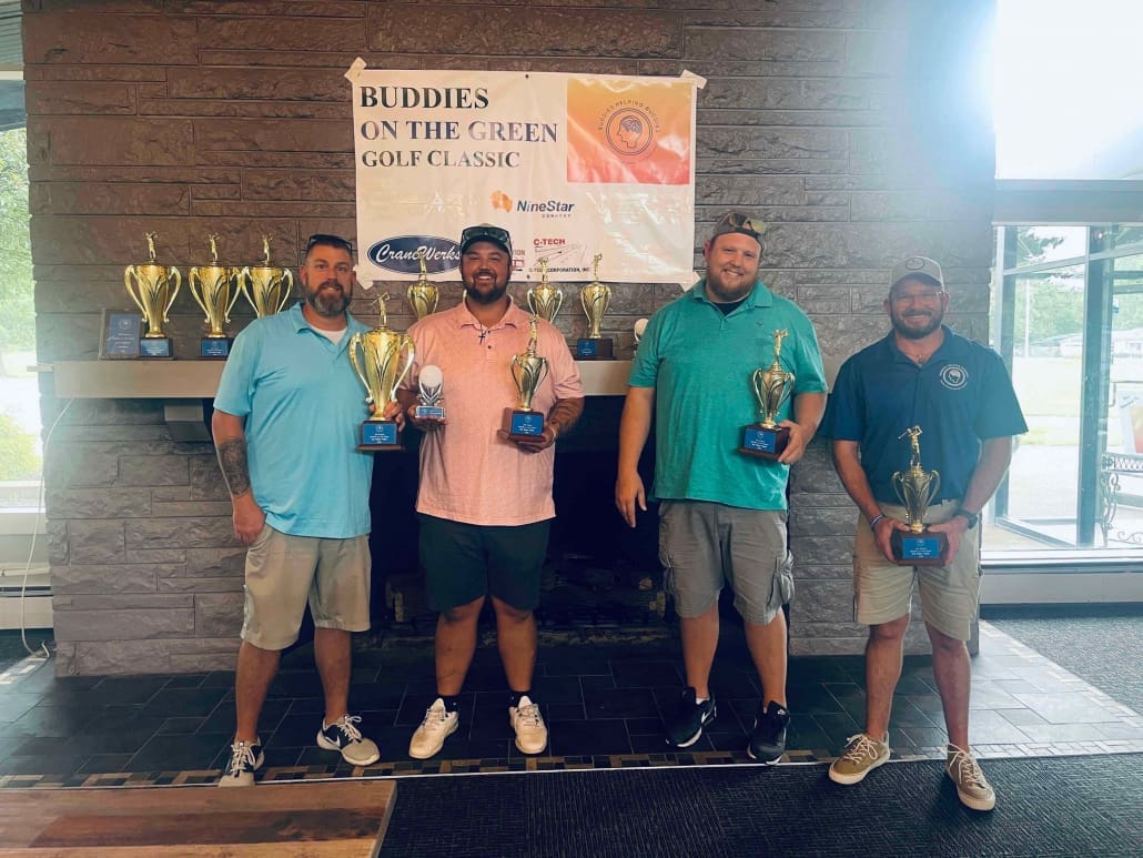 Aaron Jenkins, Service Manager, Nick Hornaday, Field Service Supervisor, Conner Fuller, Director of Strategic Solutions, and Thomas Miller, Install Manager at Buddies on the Green Golf Classic 2026
